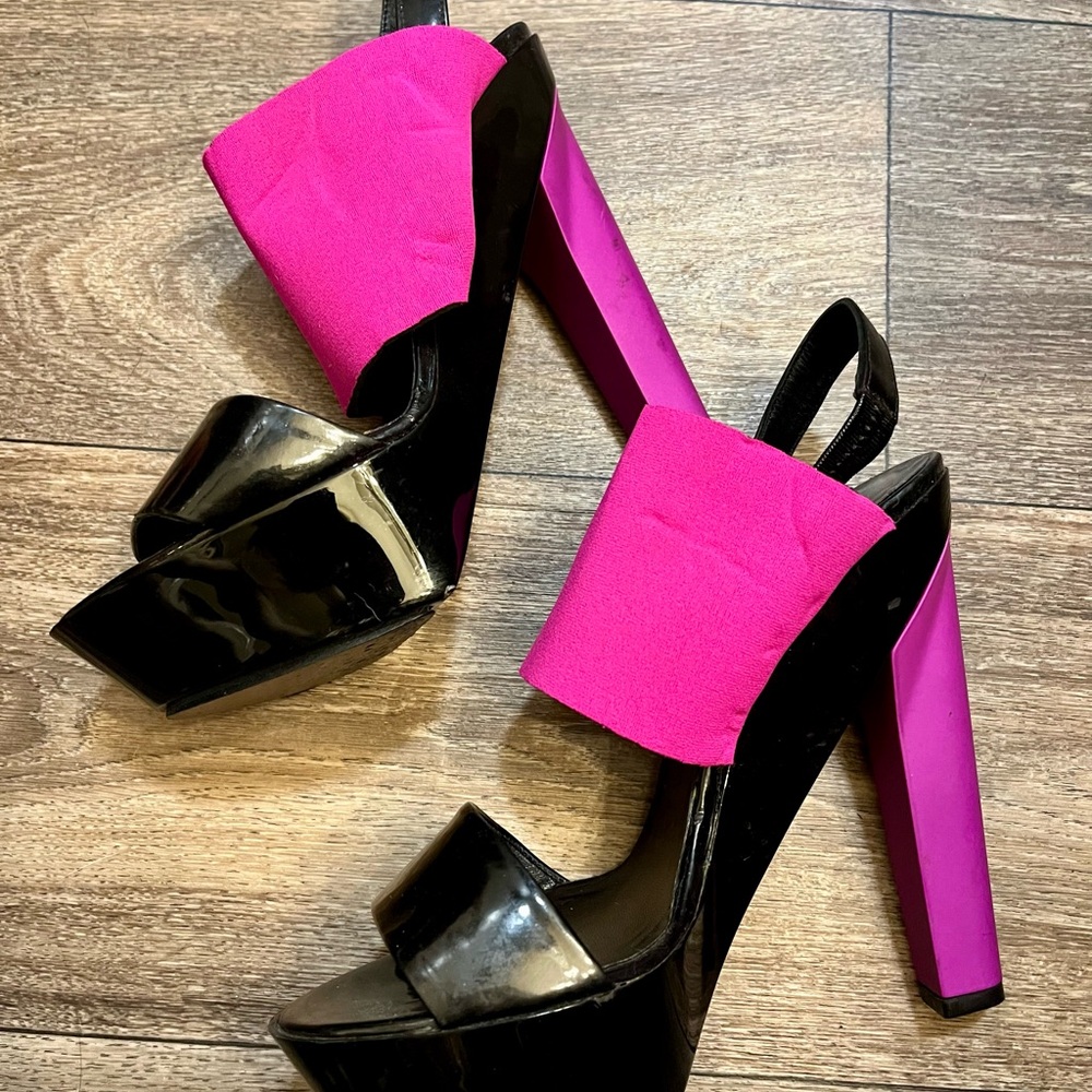 Pierre Hardy hot pink and black heels